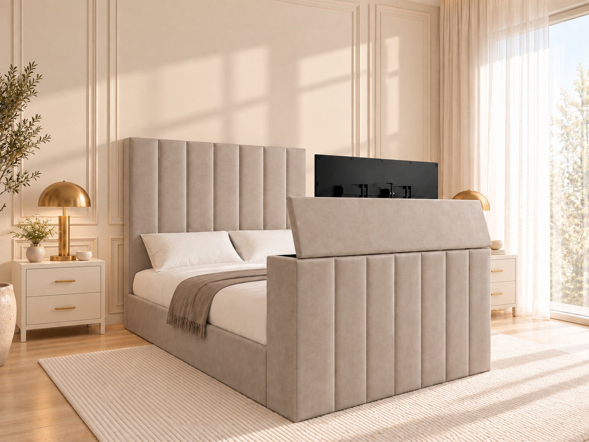 Jameson Upholstered Soft Velvet Line Tv Bespoke Bed Frame