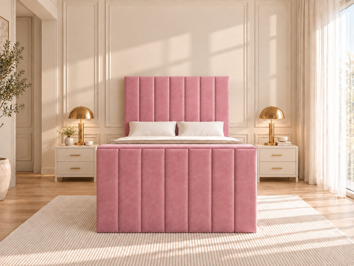 Jameson Upholstered Soft Velvet Line Tv Bespoke Bed Frame