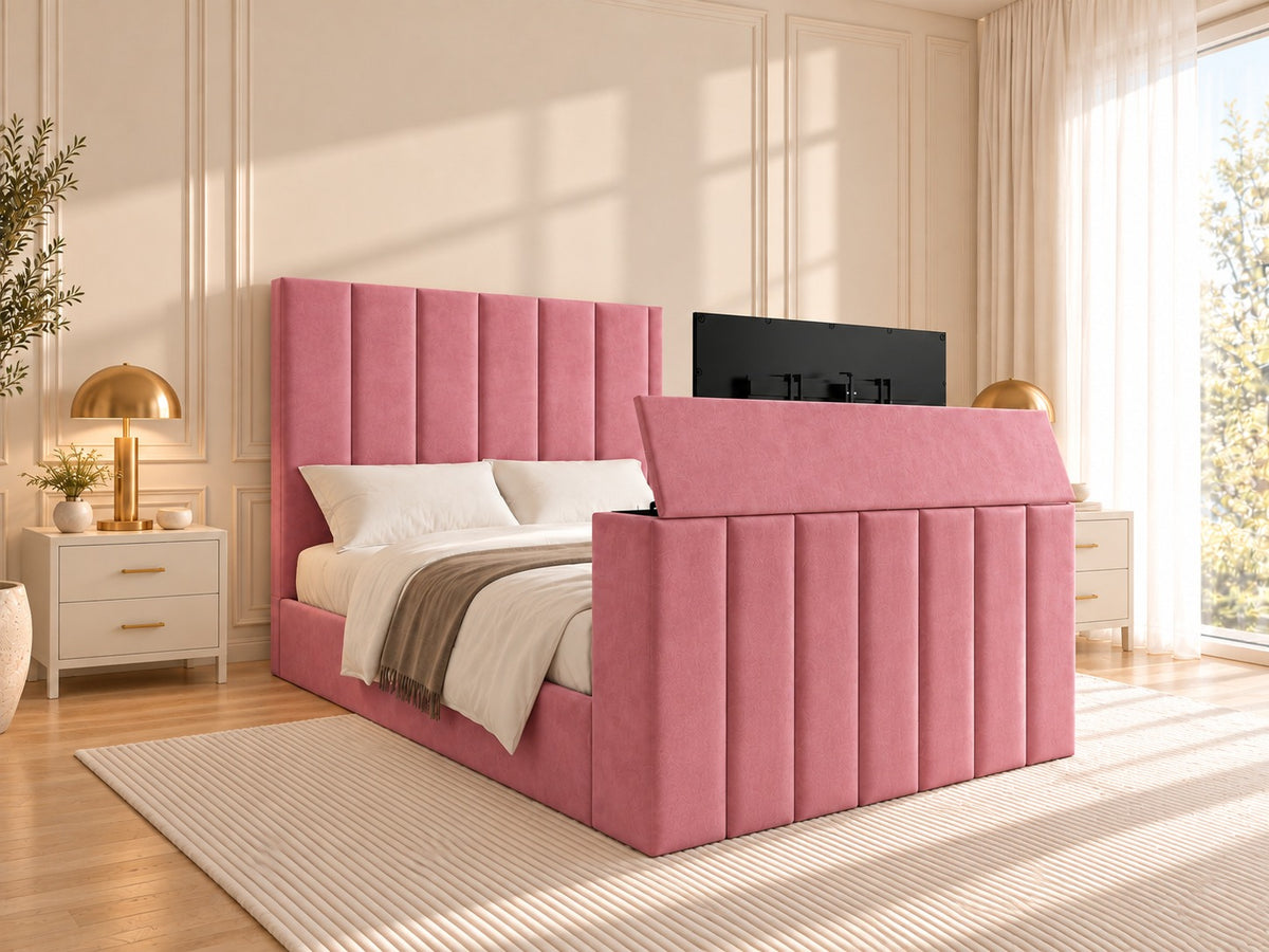 Jameson Upholstered Soft Velvet Line Tv Bespoke Bed Frame