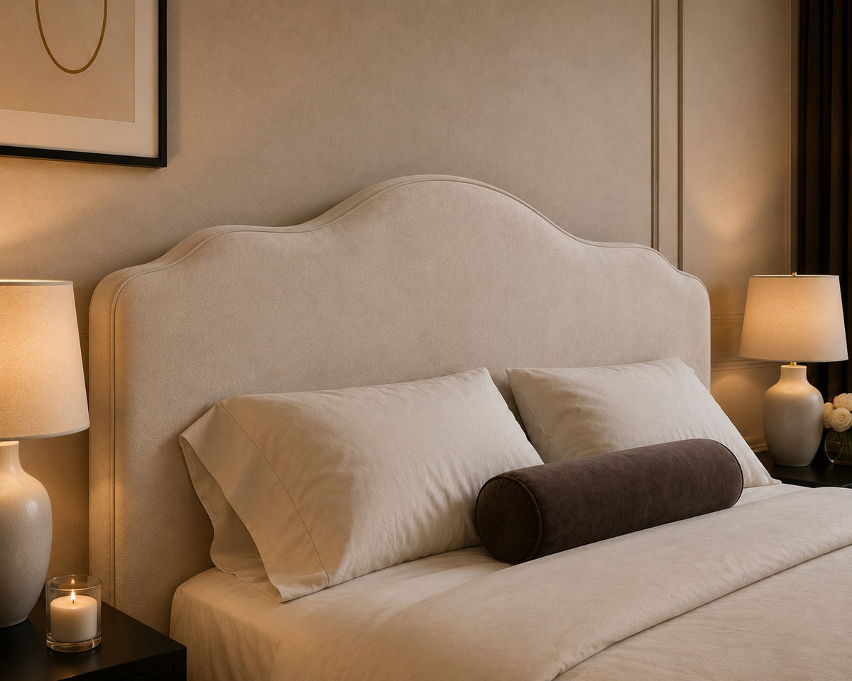 Lerici Scalloped Arch Headboard with Piping Upholstered Bed Frame