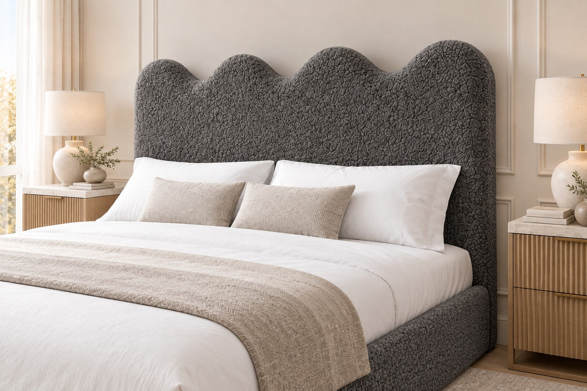 Louis Boucle Upholstered Bed Frame - No Piping