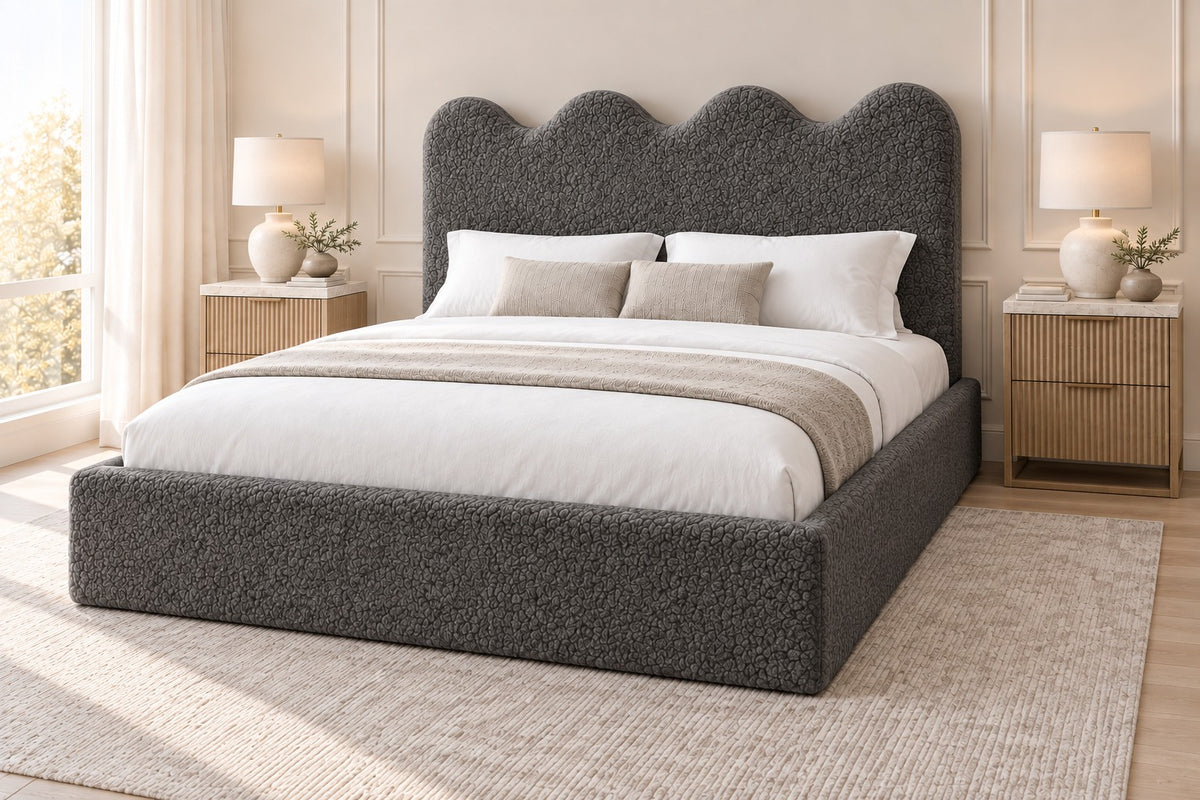Louis Boucle Upholstered Bed Frame - No Piping
