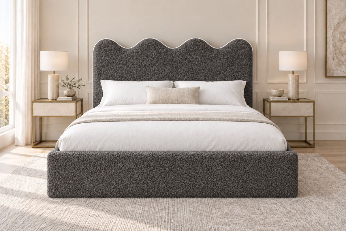 Louis Boucle Upholstered Bed Frame