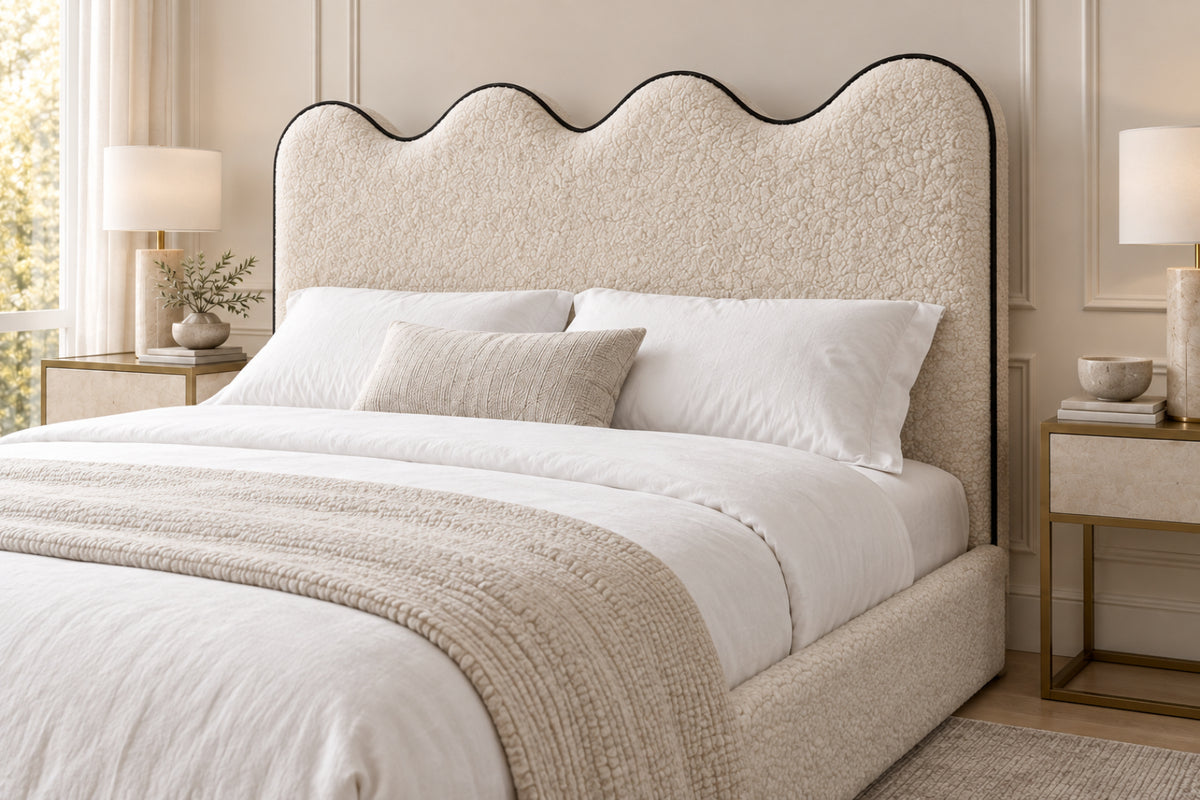 Louis Boucle Upholstered Bed Frame