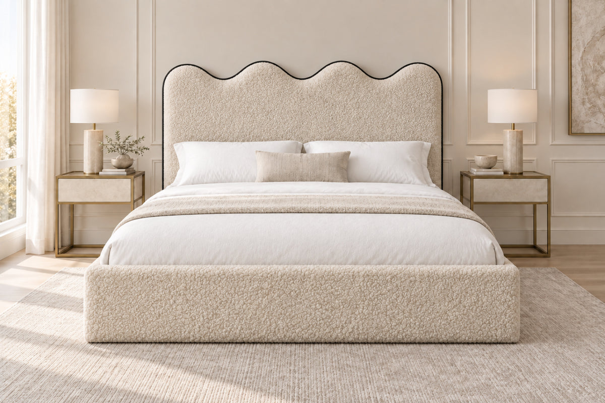 Louis Boucle Upholstered Bed Frame