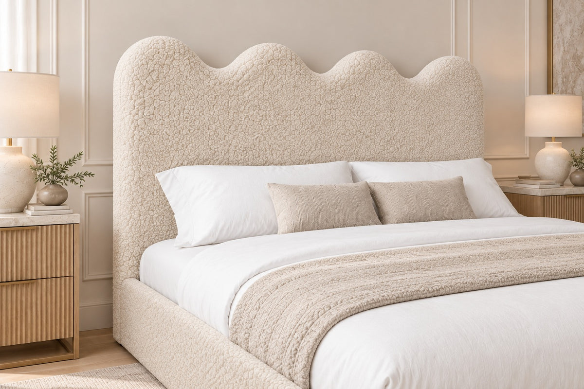 Louis Boucle Upholstered Bed Frame - No Piping