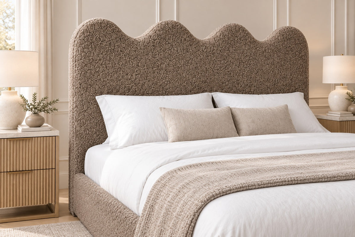 Louis Boucle Upholstered Bed Frame - No Piping
