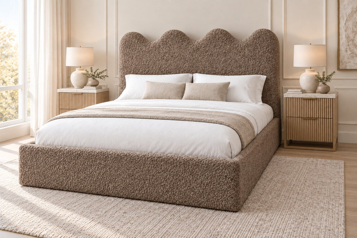 Louis Boucle Upholstered Bed Frame - No Piping