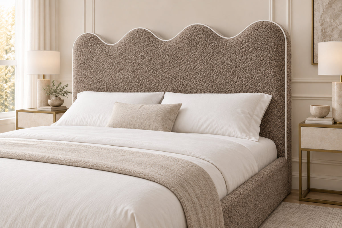 Louis Boucle Upholstered Bed Frame