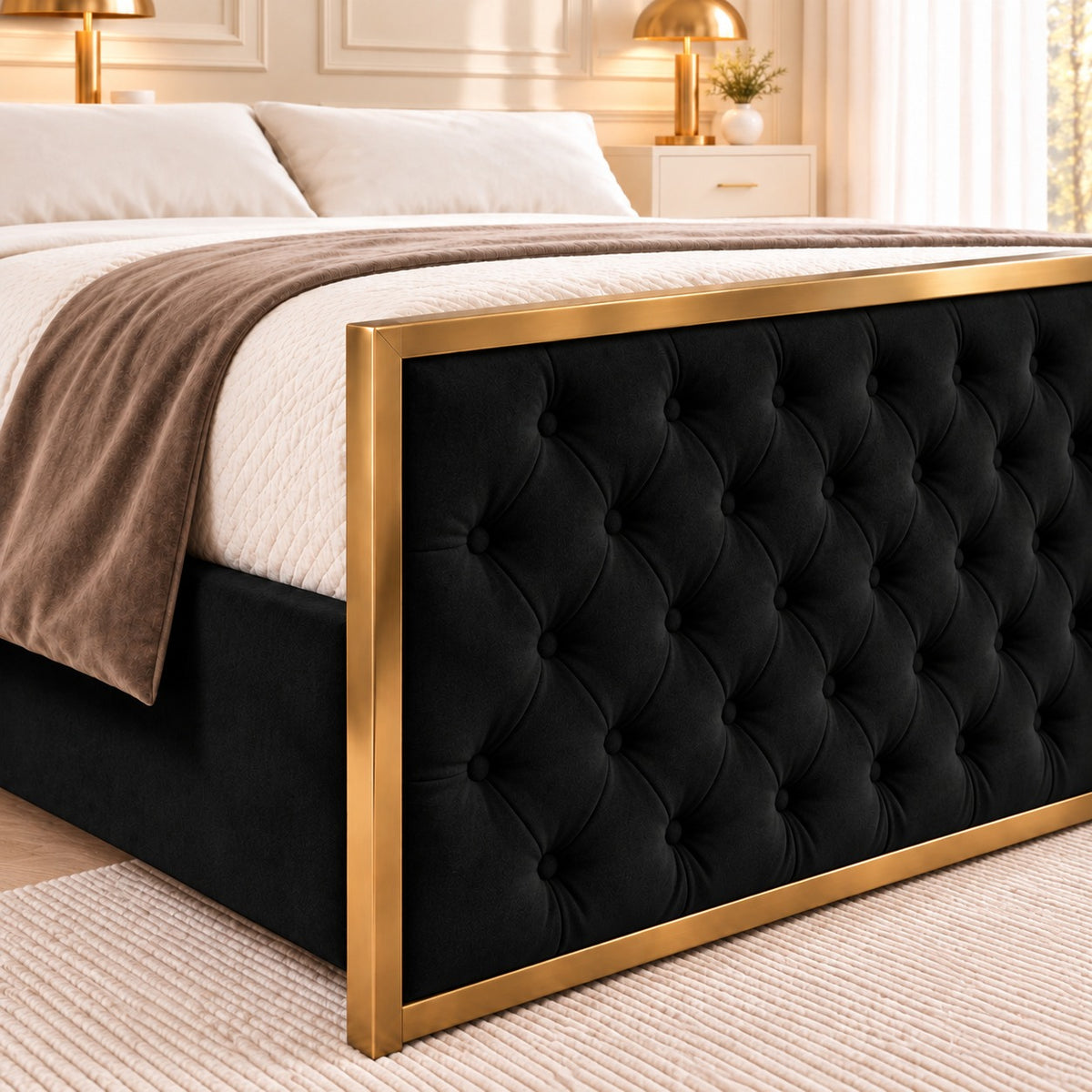 Maddison Upholstered Soft Velvet Metal Bed Frame
