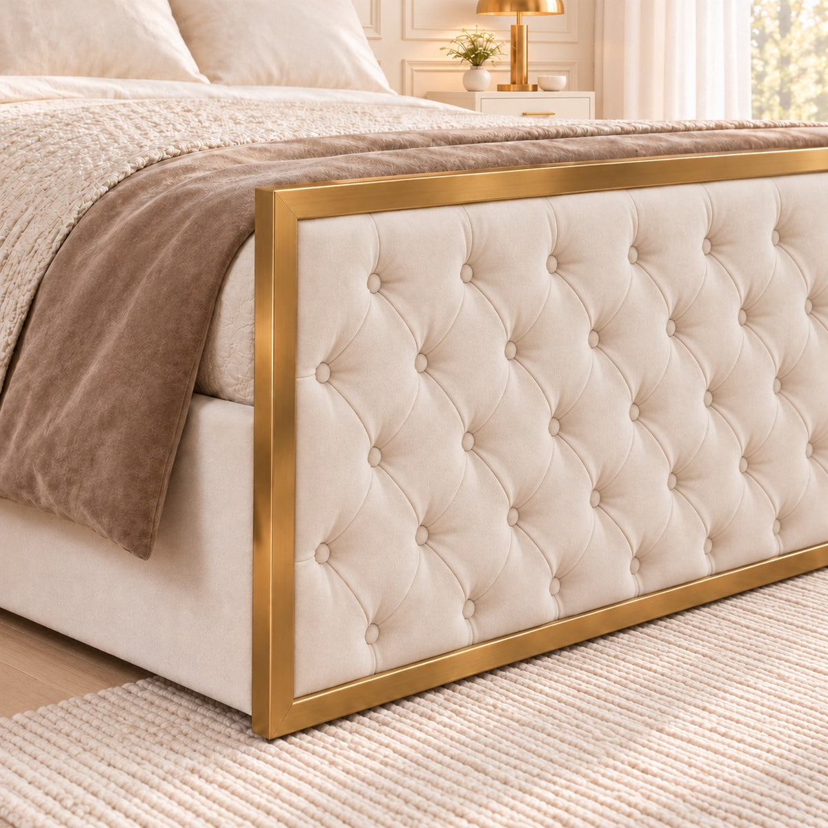 Maddison Upholstered Soft Velvet Metal Bed Frame