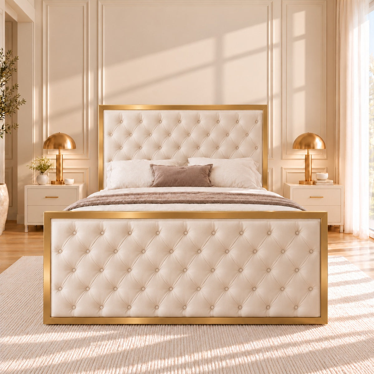 Maddison Upholstered Soft Velvet Metal Bed Frame