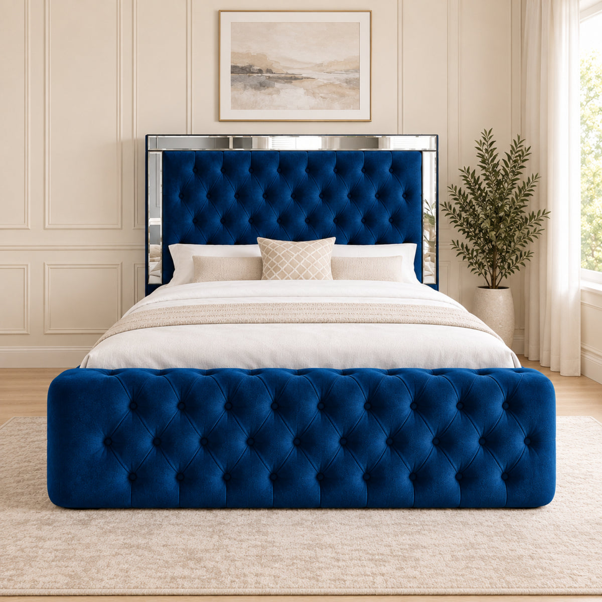 Marino Mirror Upholstered Soft Velvet Bed Frame