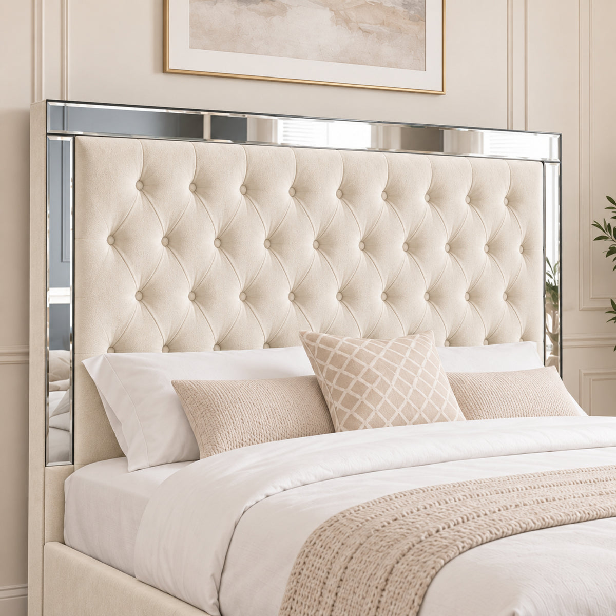 Marino Mirror Upholstered Soft Velvet Bed Frame