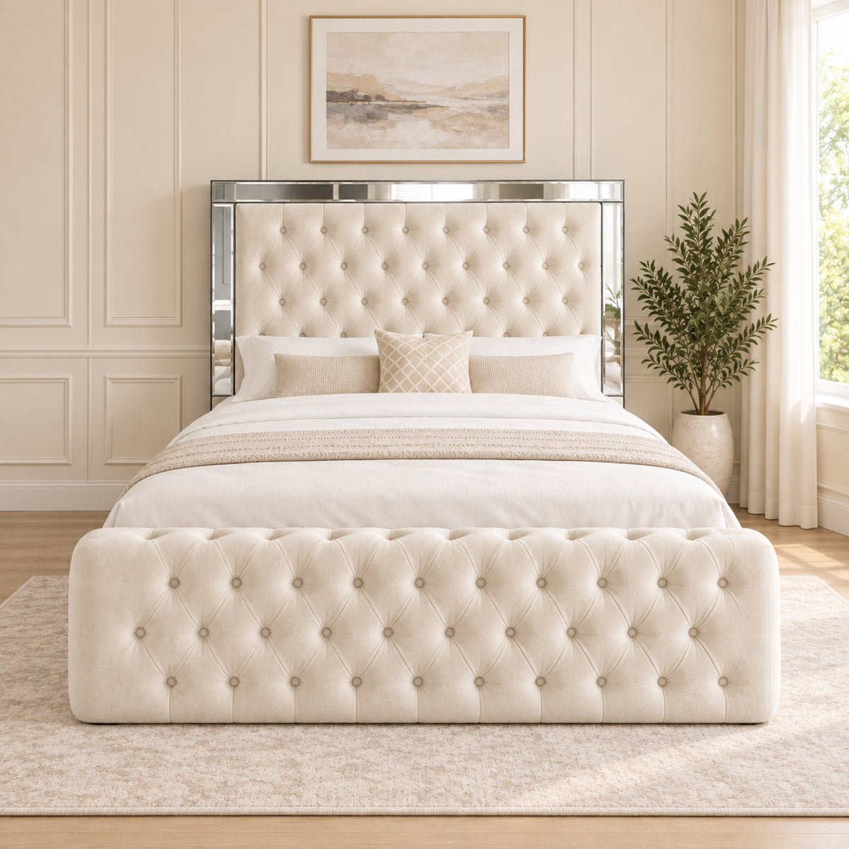 Marino Mirror Upholstered Soft Velvet Bed Frame