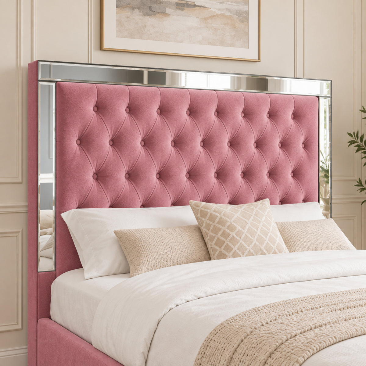 Marino Mirror Upholstered Soft Velvet Bed Frame