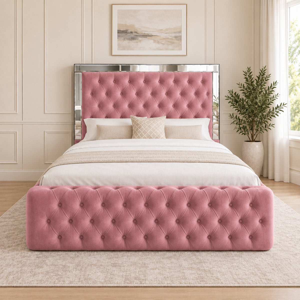Marino Mirror Upholstered Soft Velvet Bed Frame