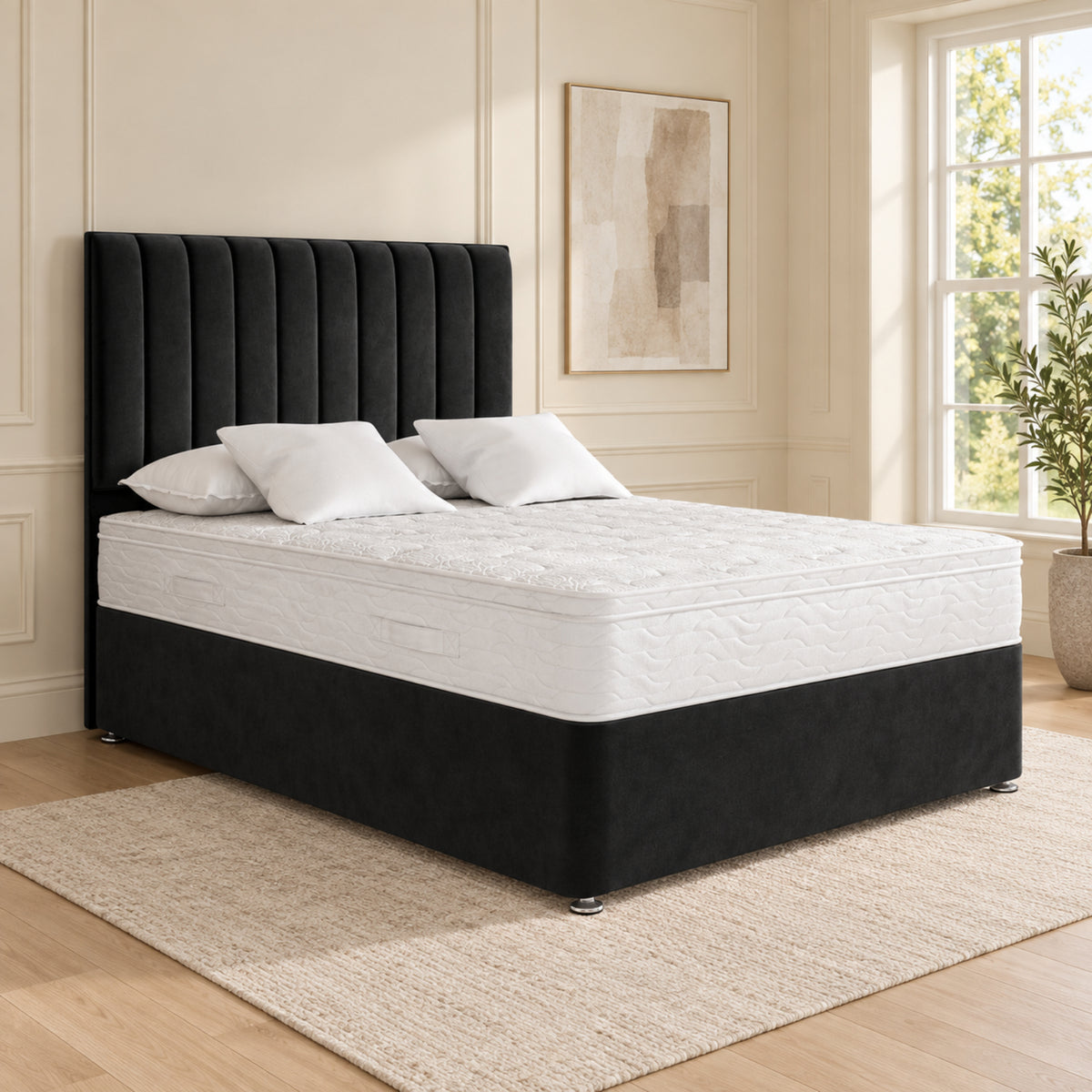 Maxton Divan Bed With Vertical Line Headboard