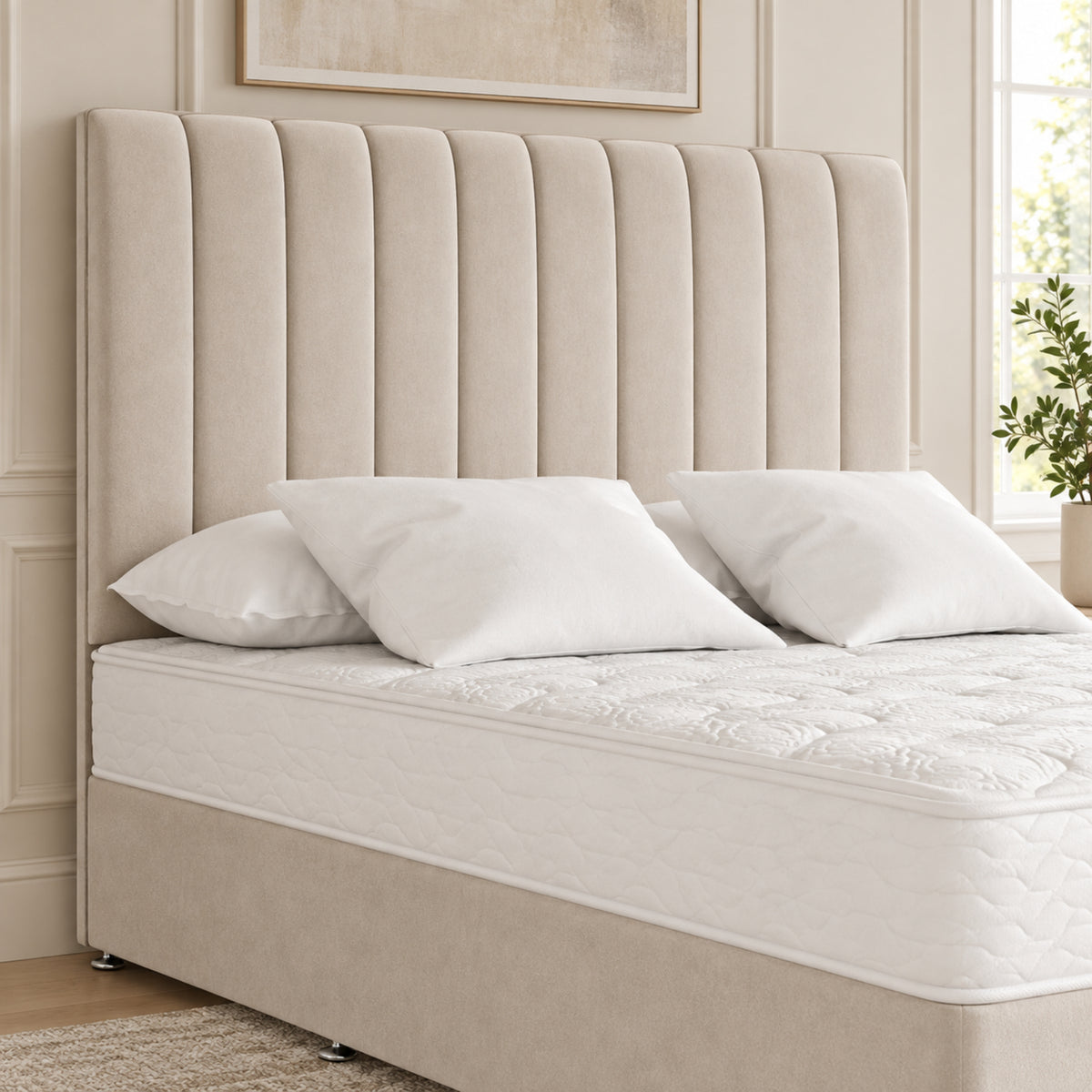Maxton Divan Bed With Vertical Line Headboard