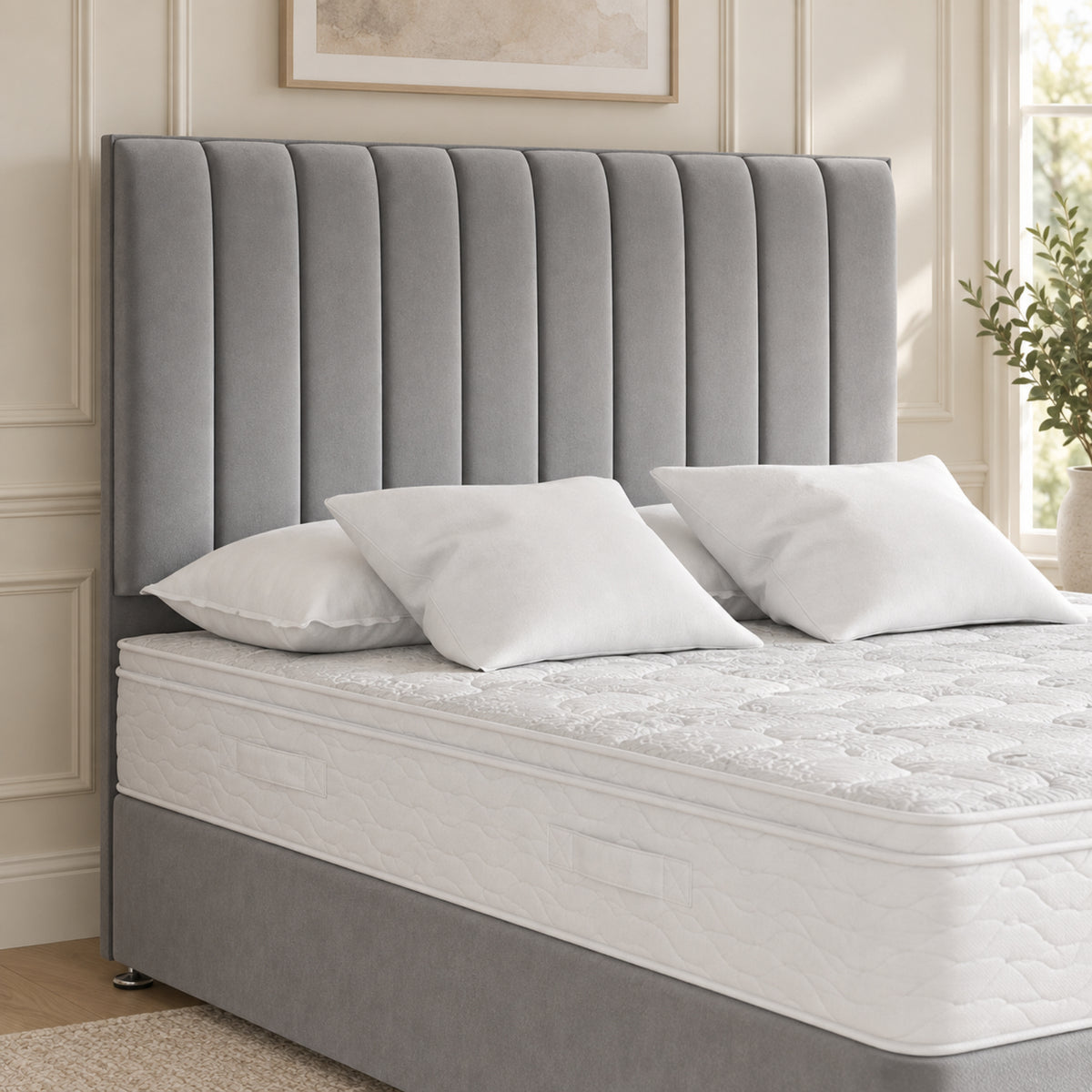 Maxton Divan Bed With Vertical Line Headboard