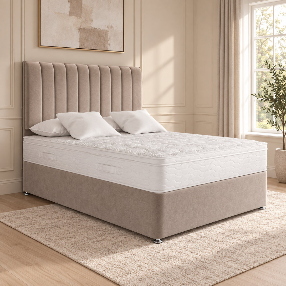 Maxton Divan Bed With Vertical Line Headboard