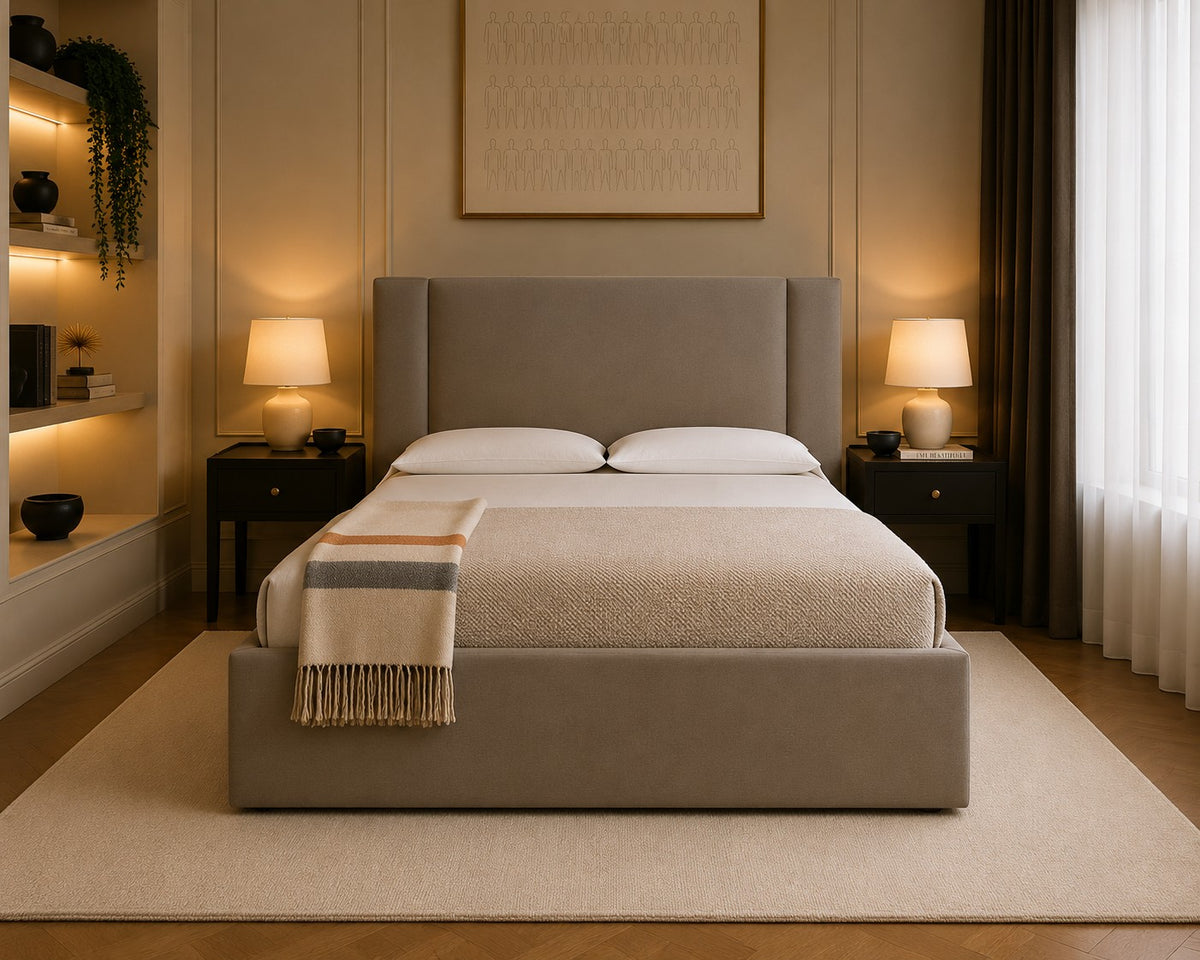 Murano Plain Winged Headboard Upholstered Bed Frame