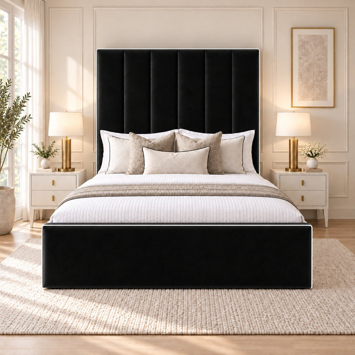Noli bed in black, front view