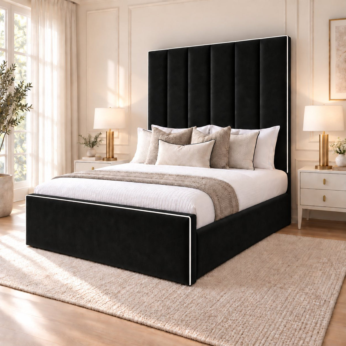 Noli bed in black, side view