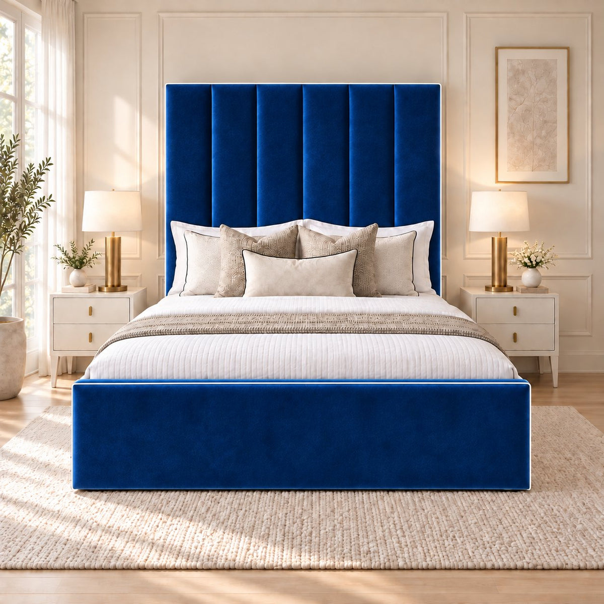 Noli bed in blue, front view