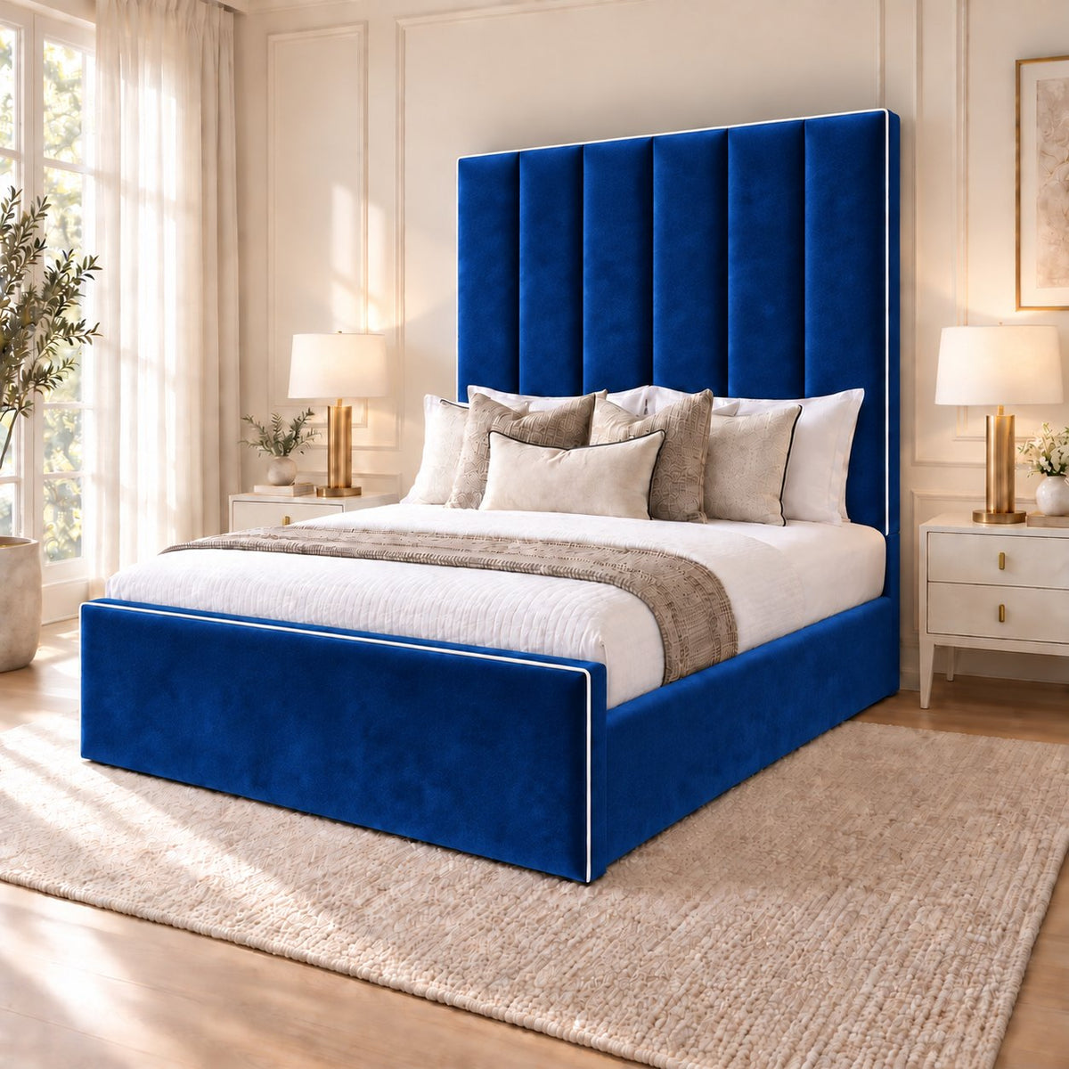 Noli bed in blue, side view