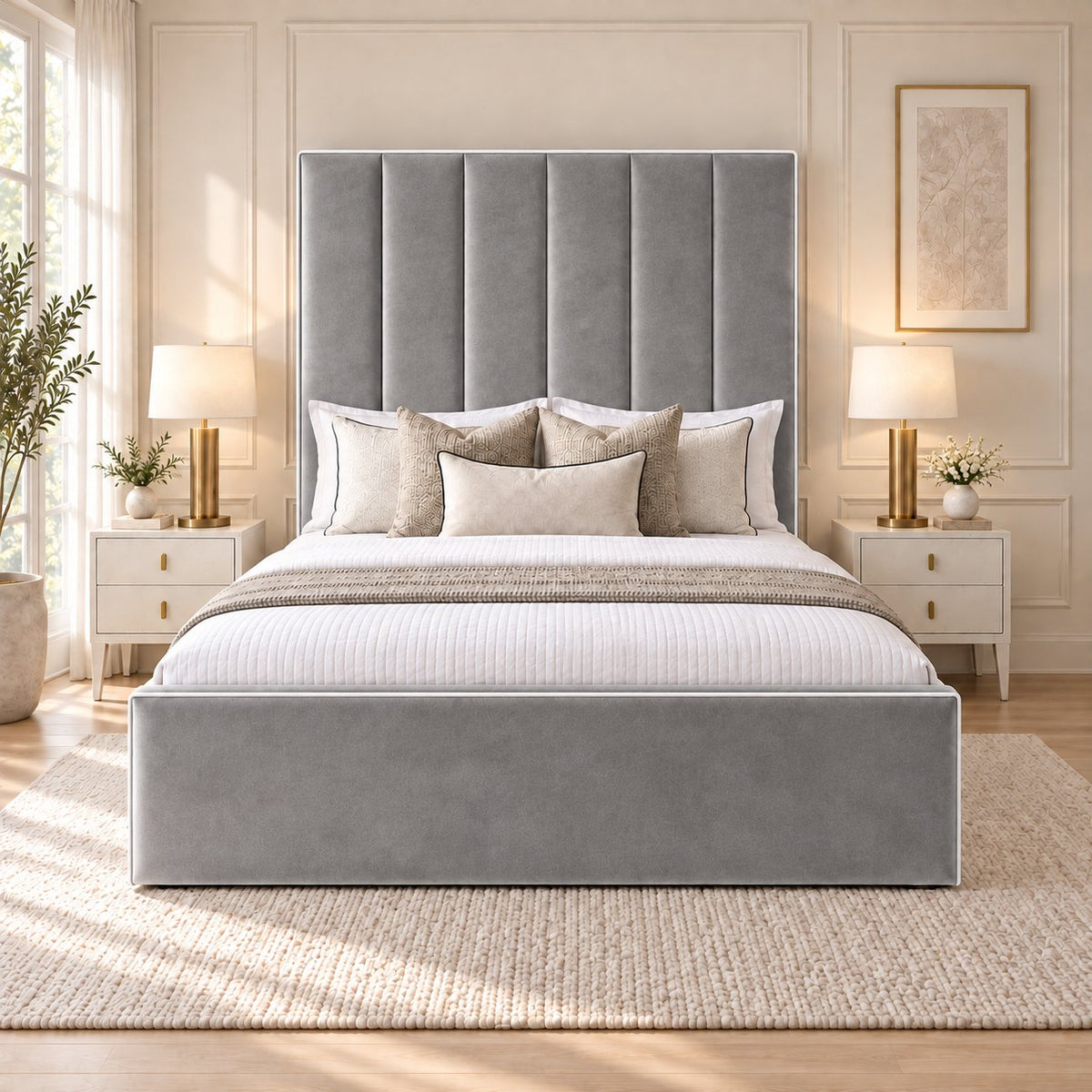 Noli bed in grey, front view