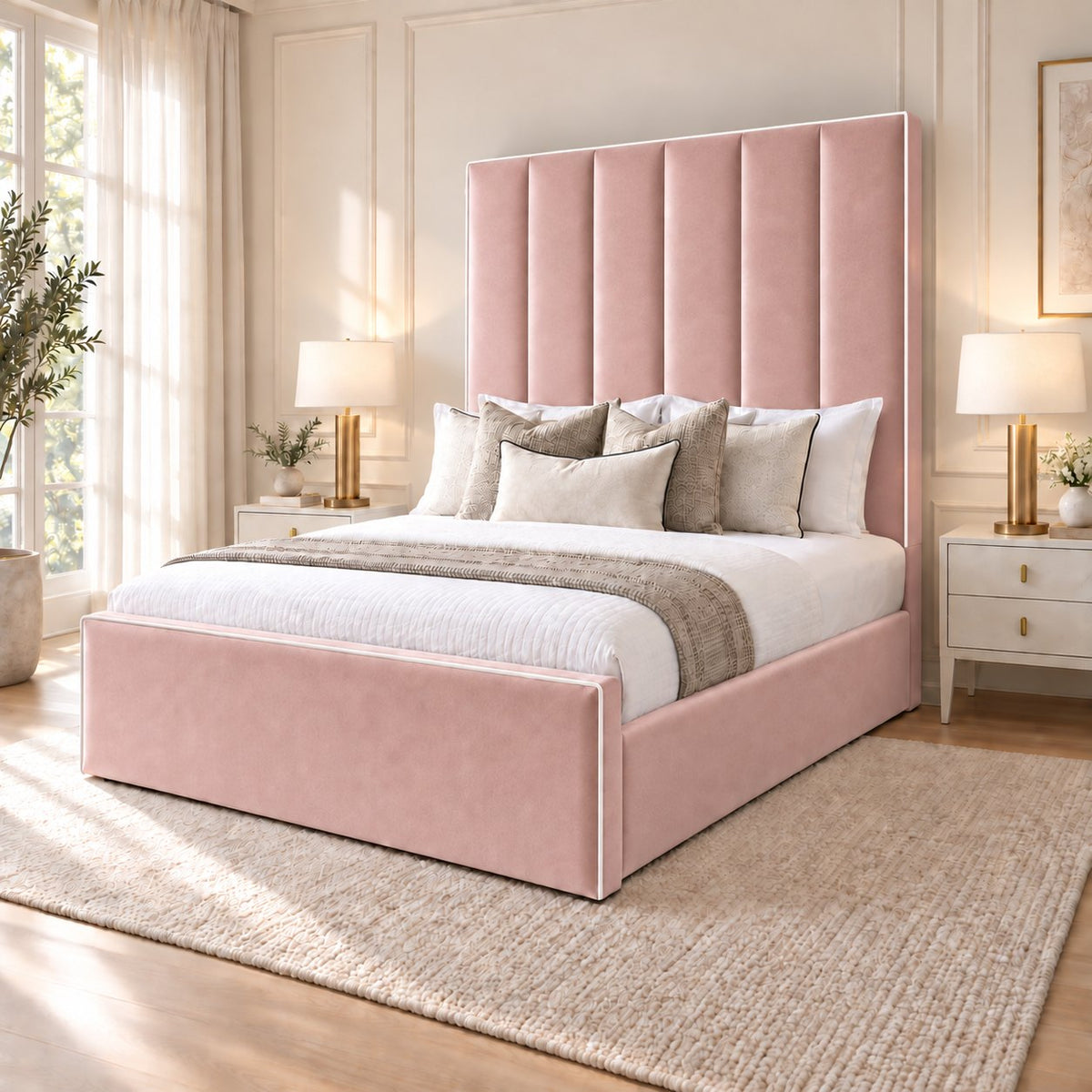Noli bed in pink, side view