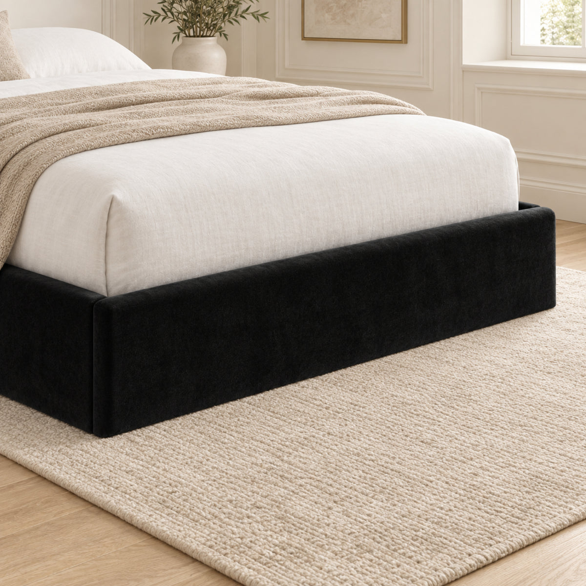 Nuno Straight Winged Upholstered Soft Velvet Bed Frame