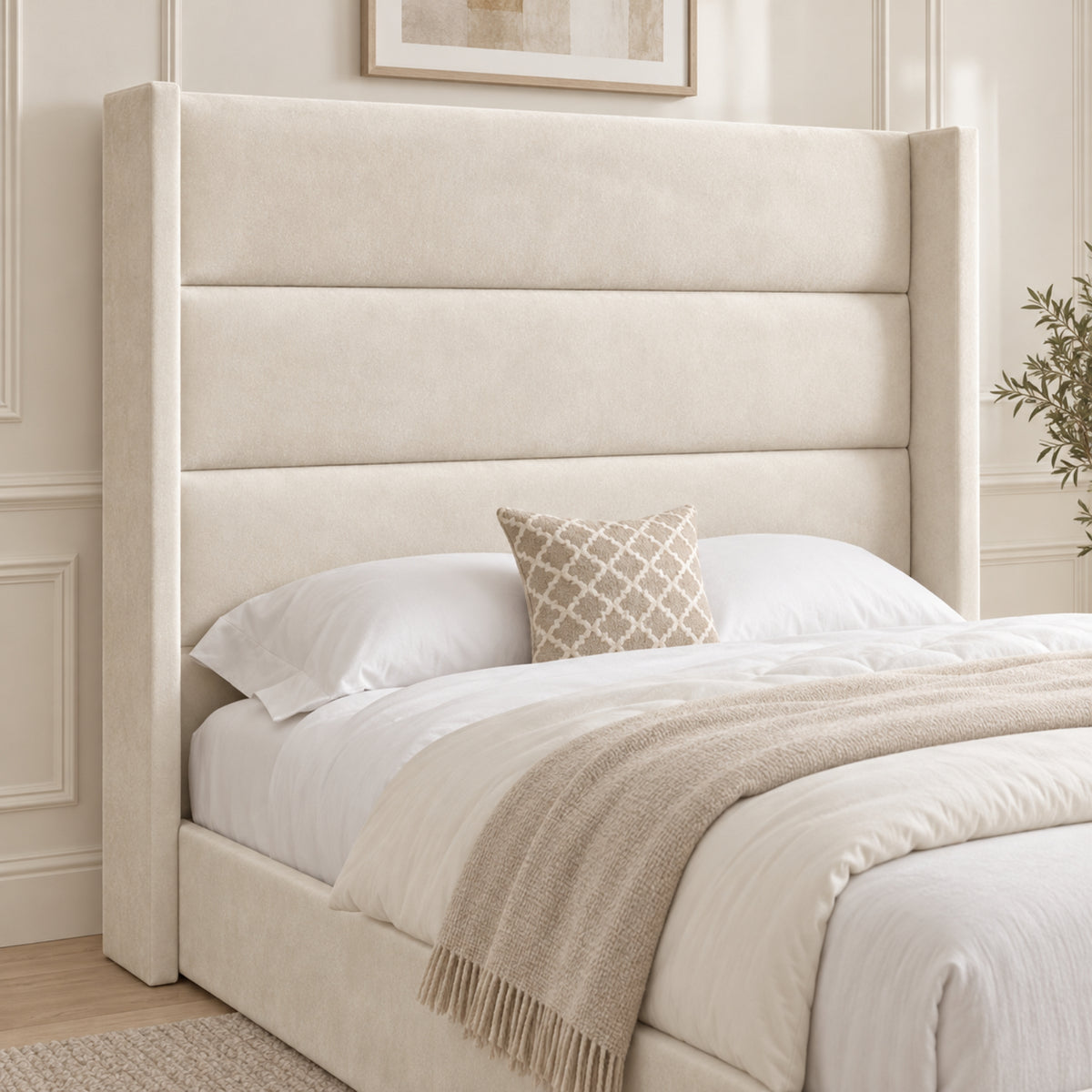 Nuno Straight Winged Upholstered Soft Velvet Bed Frame