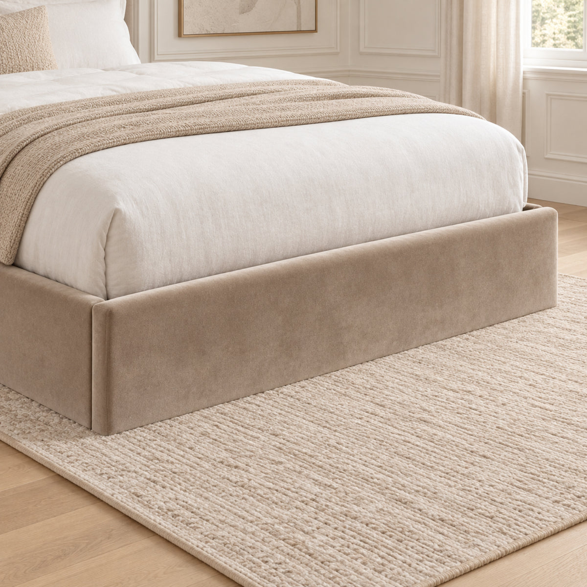Nuno Straight Winged Upholstered Soft Velvet Bed Frame