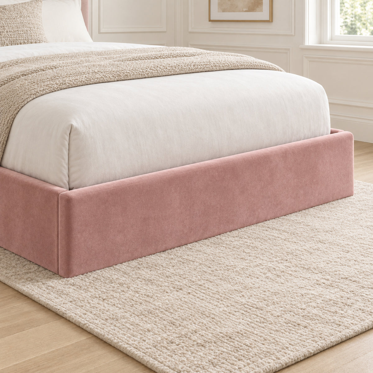 Nuno Straight Winged Upholstered Soft Velvet Bed Frame