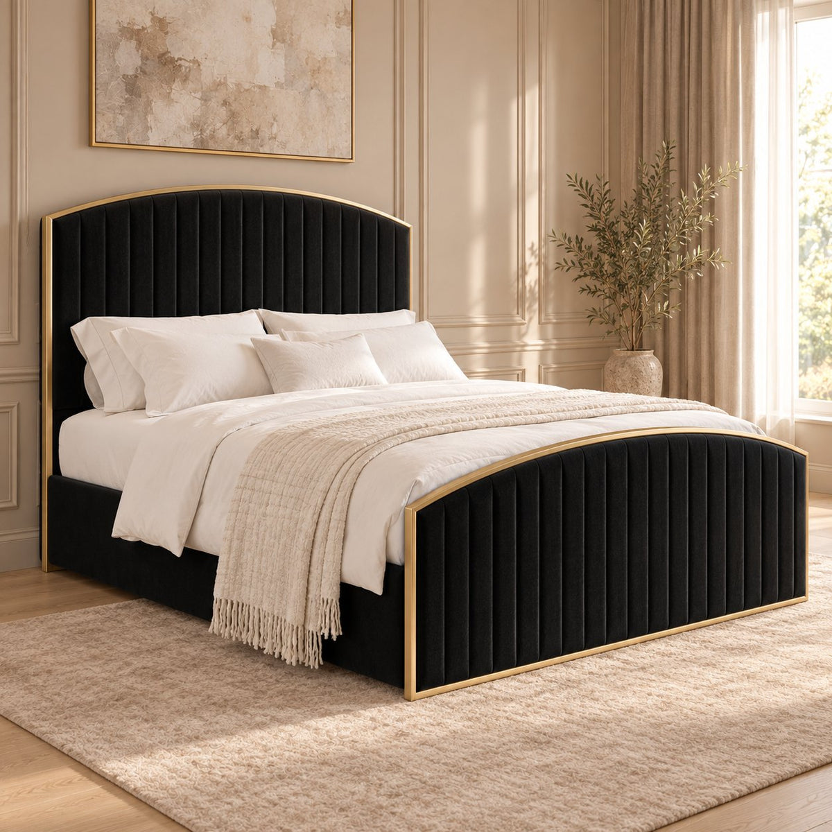 Polignano bed in black, side view
