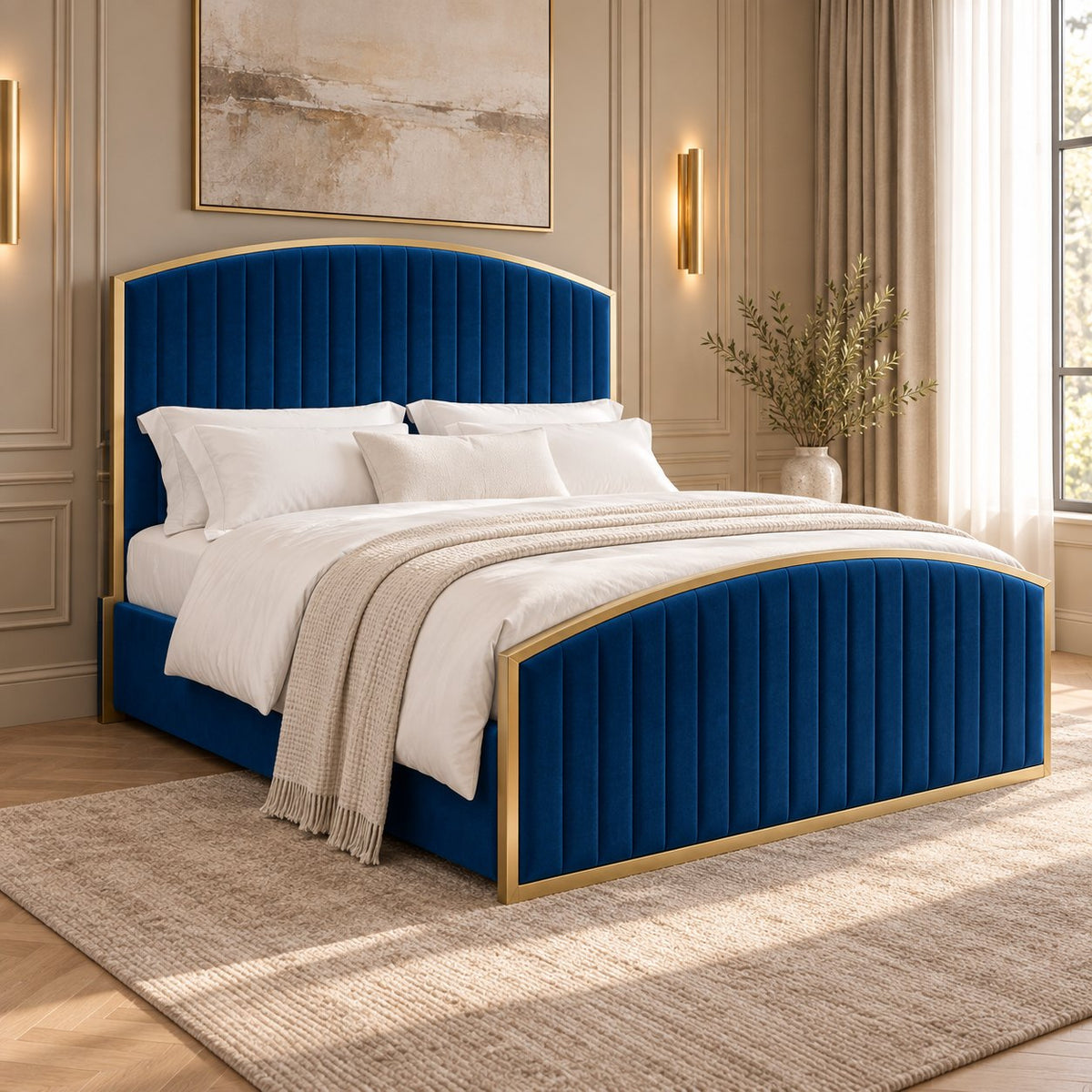 Polignano bed in blue, side view