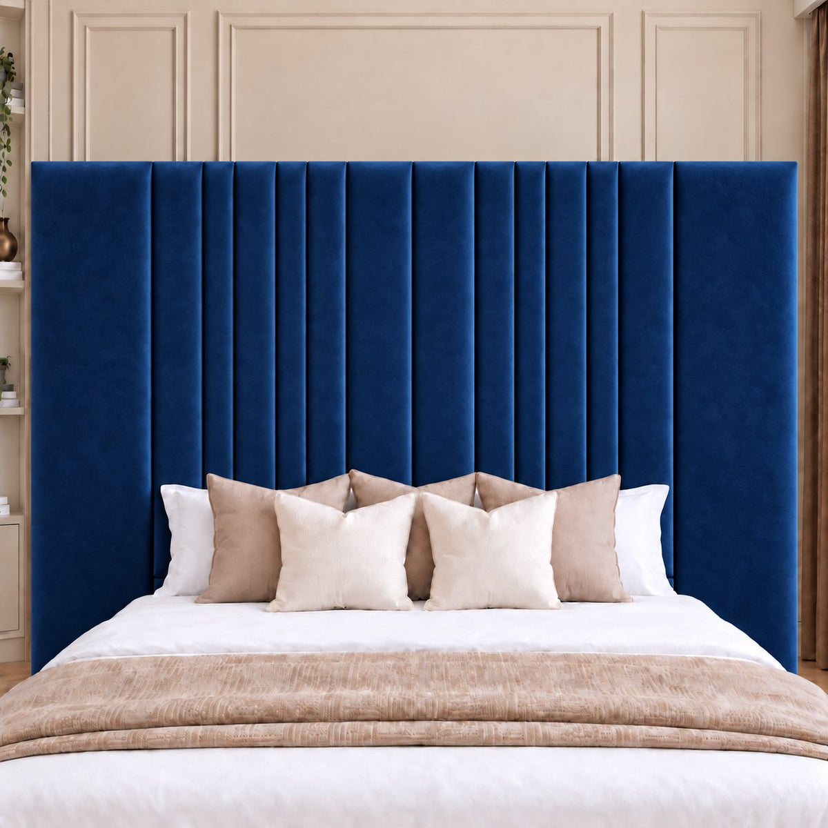 Portofino bed in blue, headboard close-up