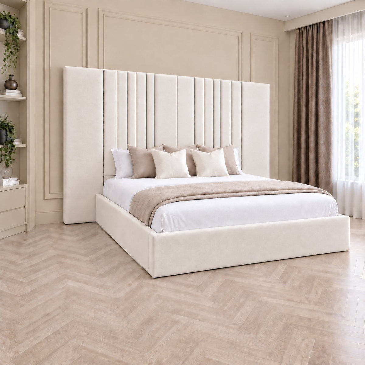 Portofino bed in cream, side view