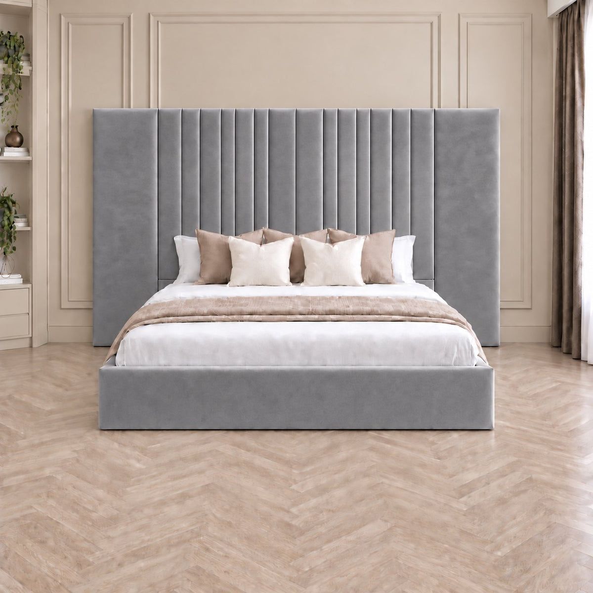 Portofino bed in grey, front view