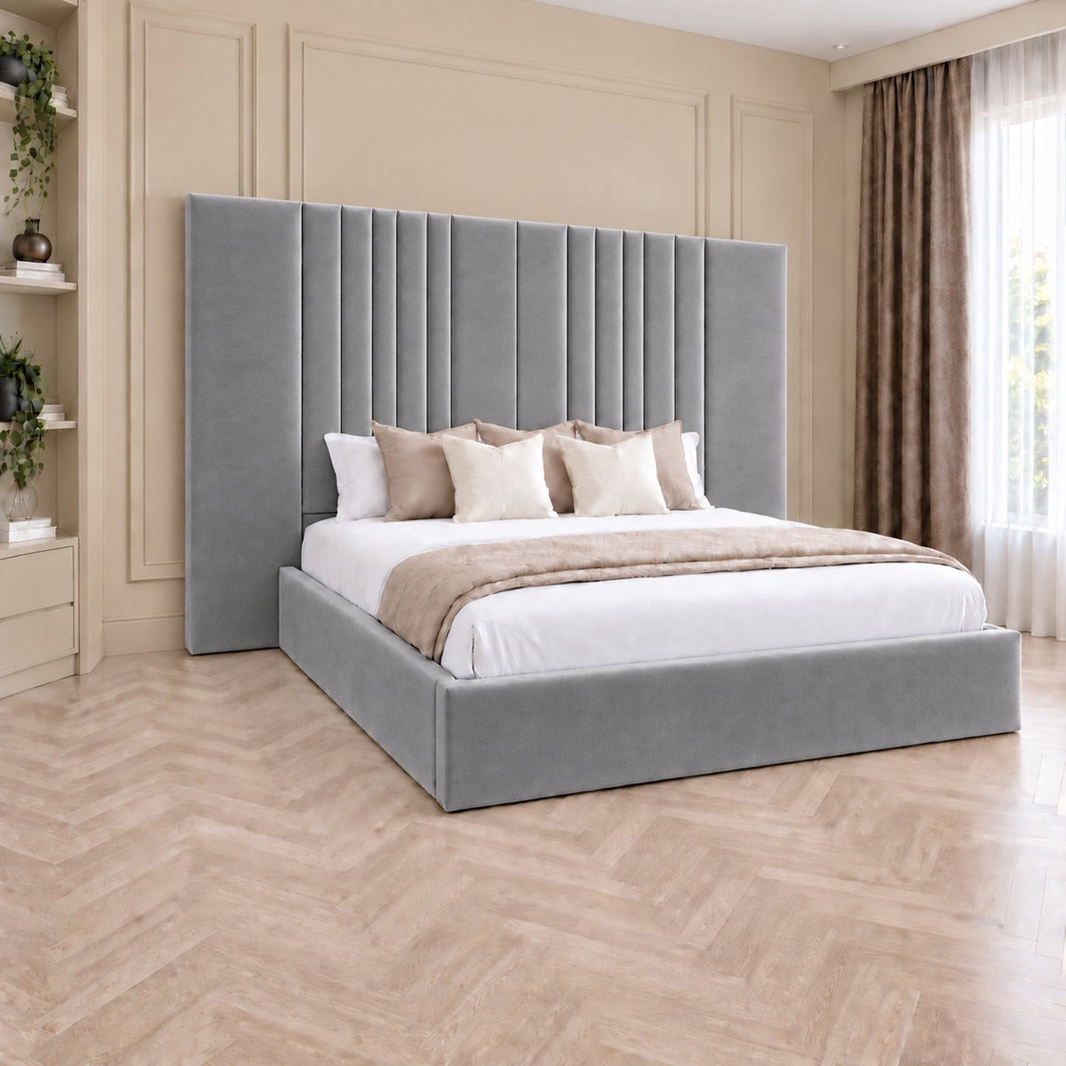 Portofino bed in grey, side view