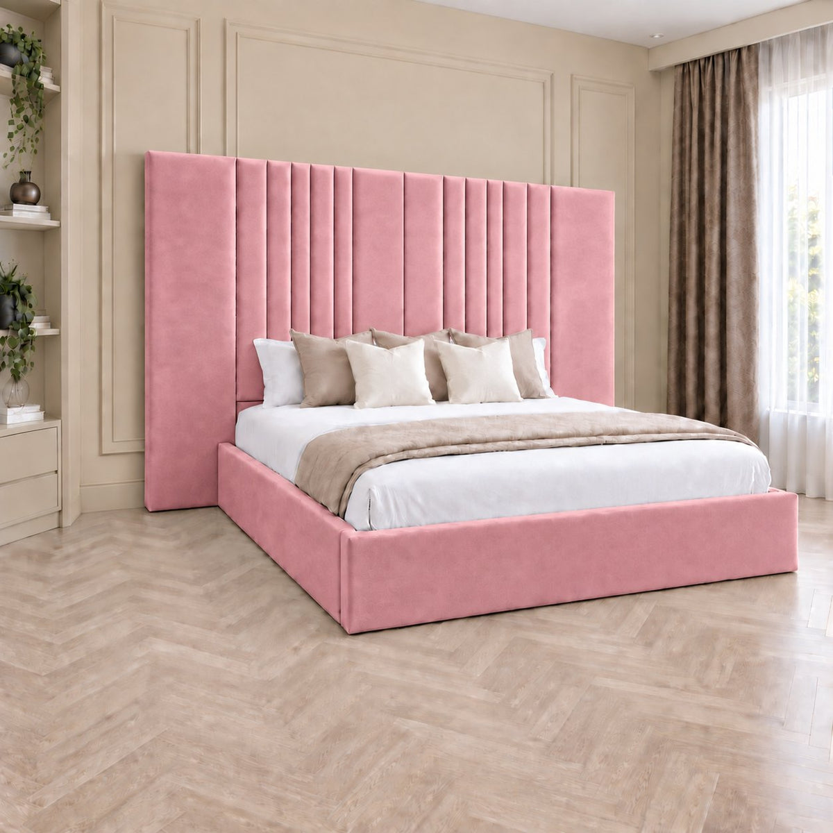 Portofino bed in pink, side view