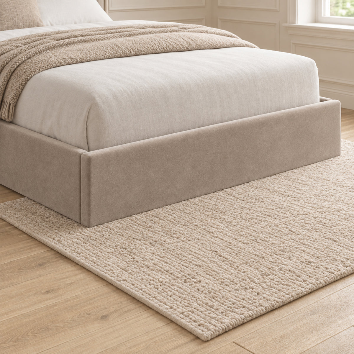 Quanta Straight Winged Upholstered Soft Velvet Bed Frame