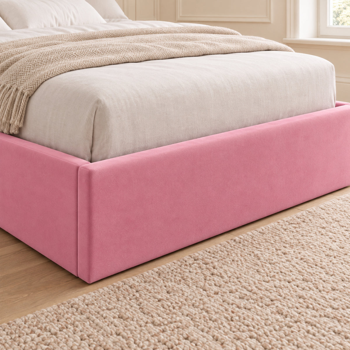 Quanta Straight Winged Upholstered Soft Velvet Bed Frame