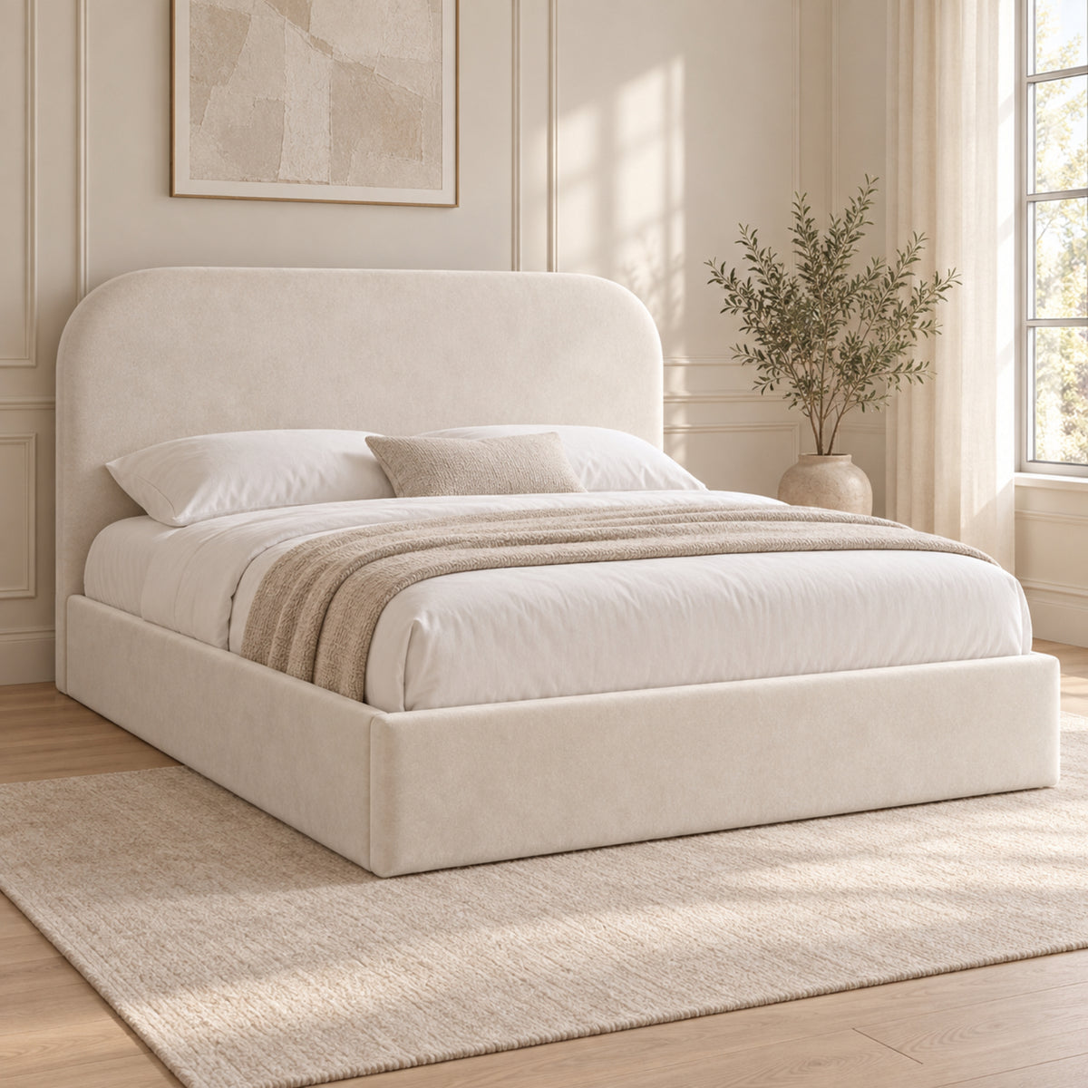 Quincy Boucle Upholstered Bed Frame