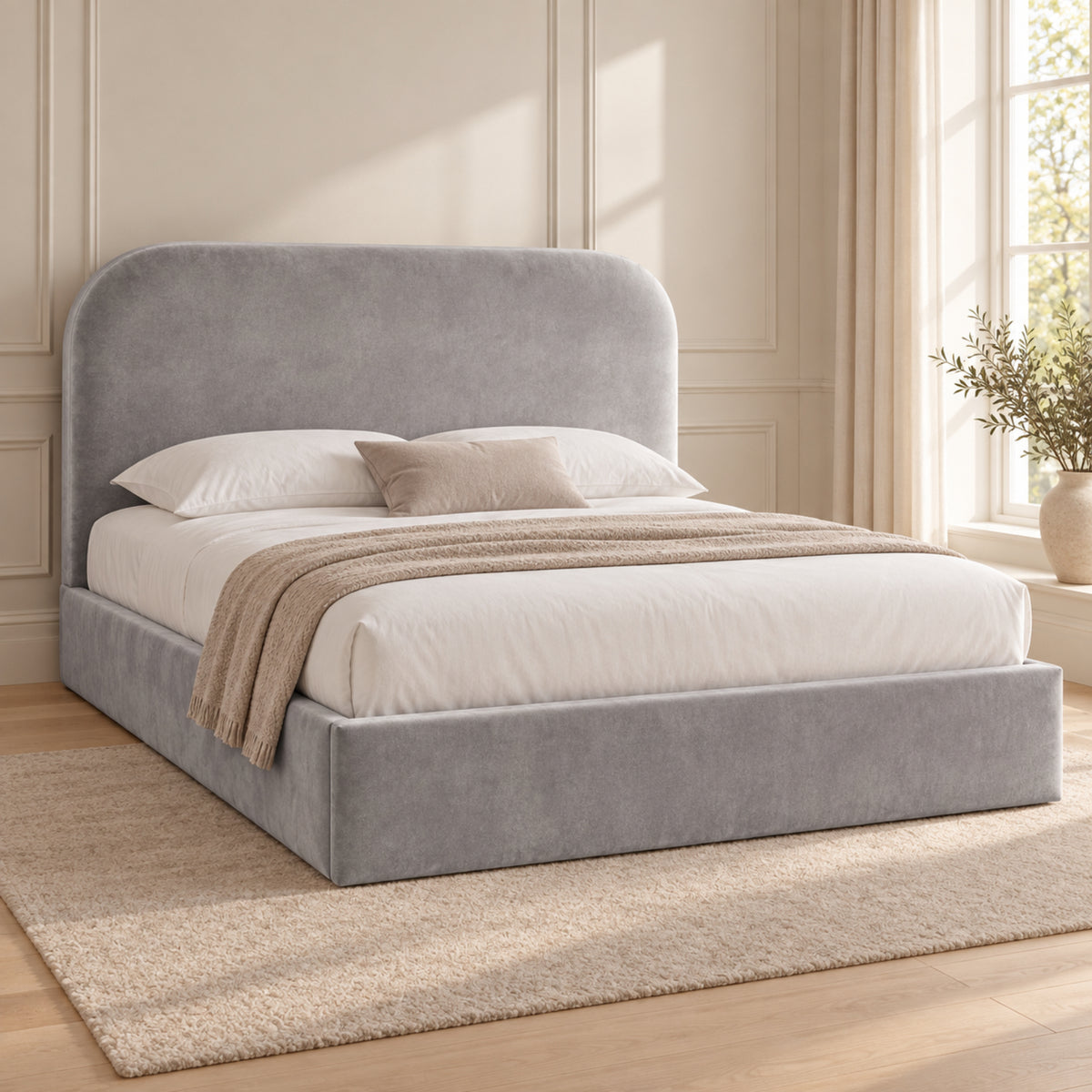 Quincy Boucle Upholstered Bed Frame