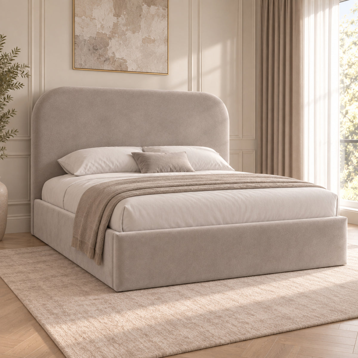 Quincy Boucle Upholstered Bed Frame