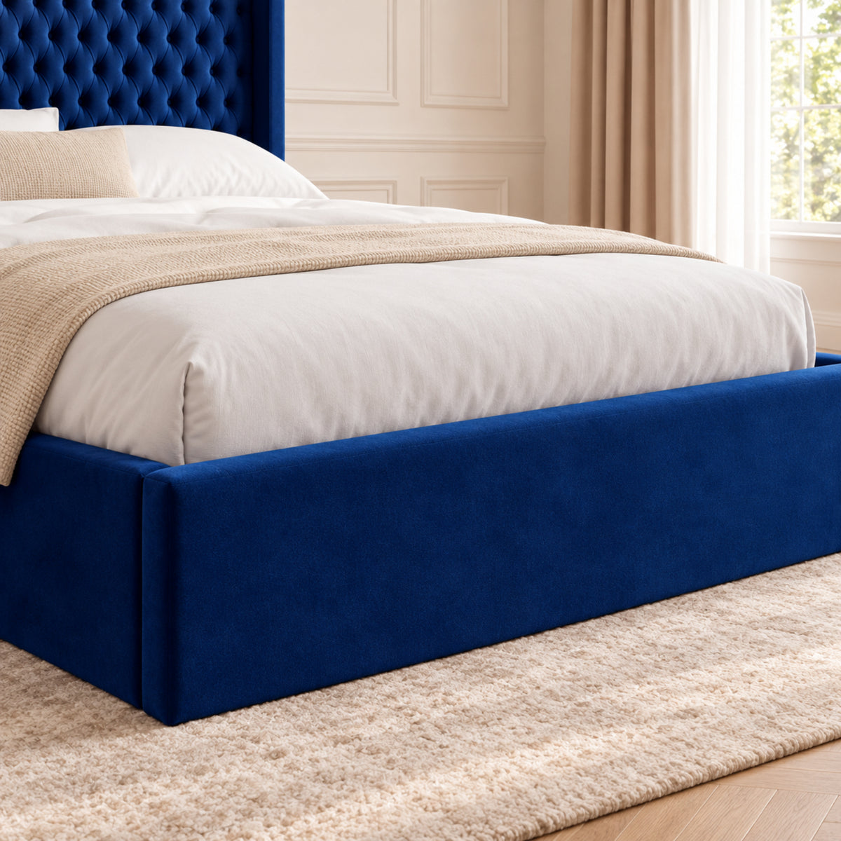 Rana Curved Top Winged Upholstered Soft Velvet Bed Frame
