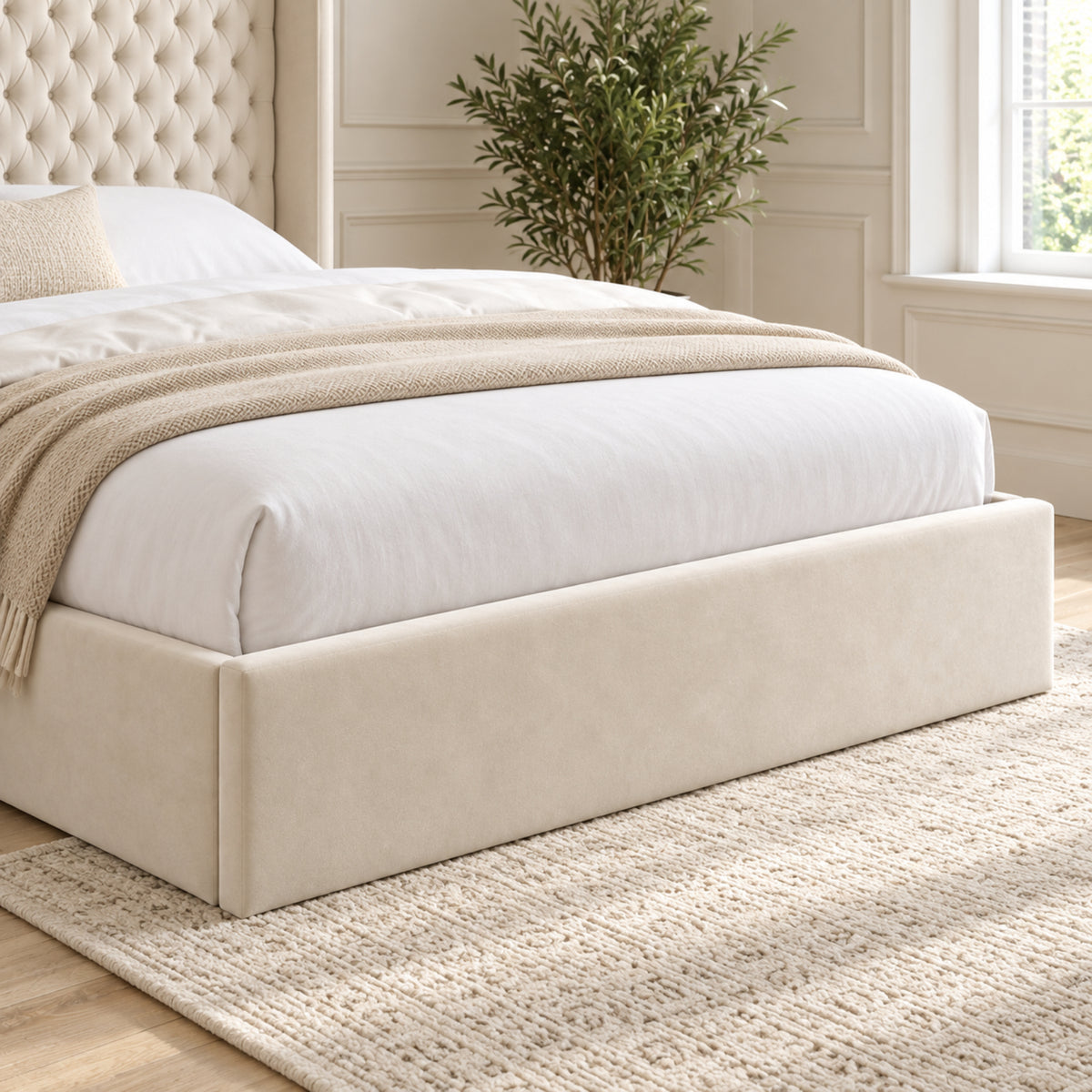 Rana Curved Top Winged Upholstered Soft Velvet Bed Frame